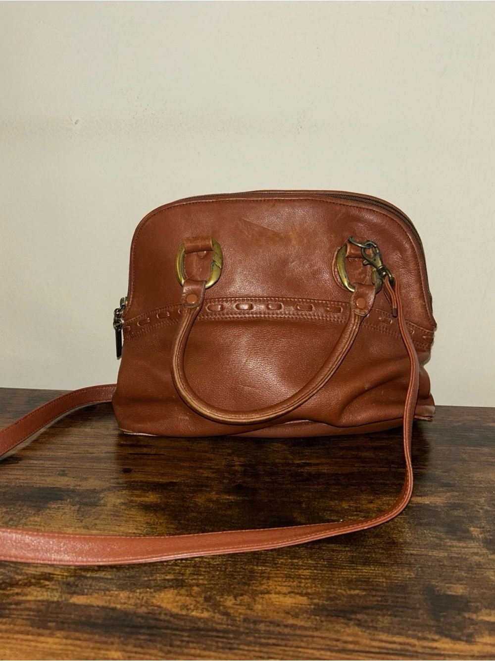 Portofino Collection Vintage Purse by Austin Design in Brown Leather